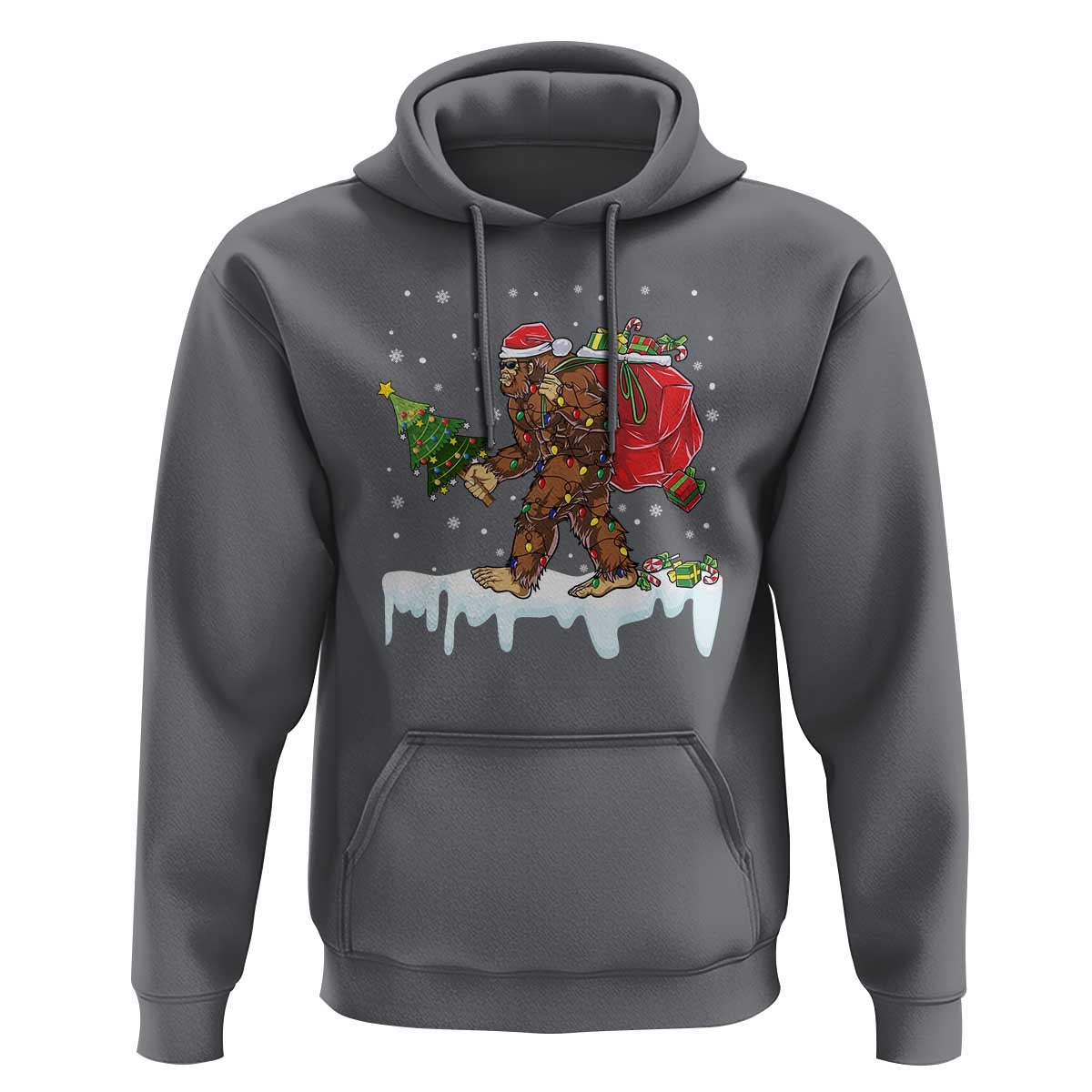 Bigfoot Christmas Tree Lights Hoodie Believe Xmas Sasquatch Lovers Funny