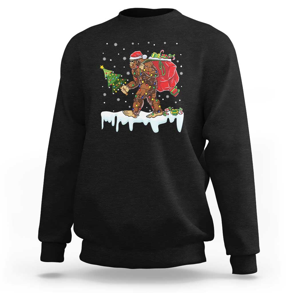 Bigfoot Christmas Tree Lights Sweatshirt Believe Xmas Sasquatch Lovers Funny - Wonder Print Shop