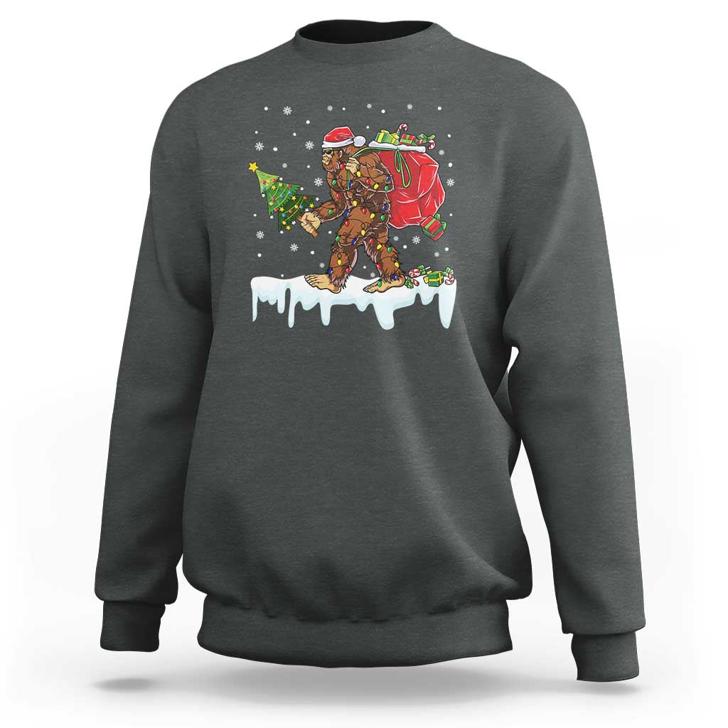 Bigfoot Christmas Tree Lights Sweatshirt Believe Xmas Sasquatch Lovers Funny - Wonder Print Shop
