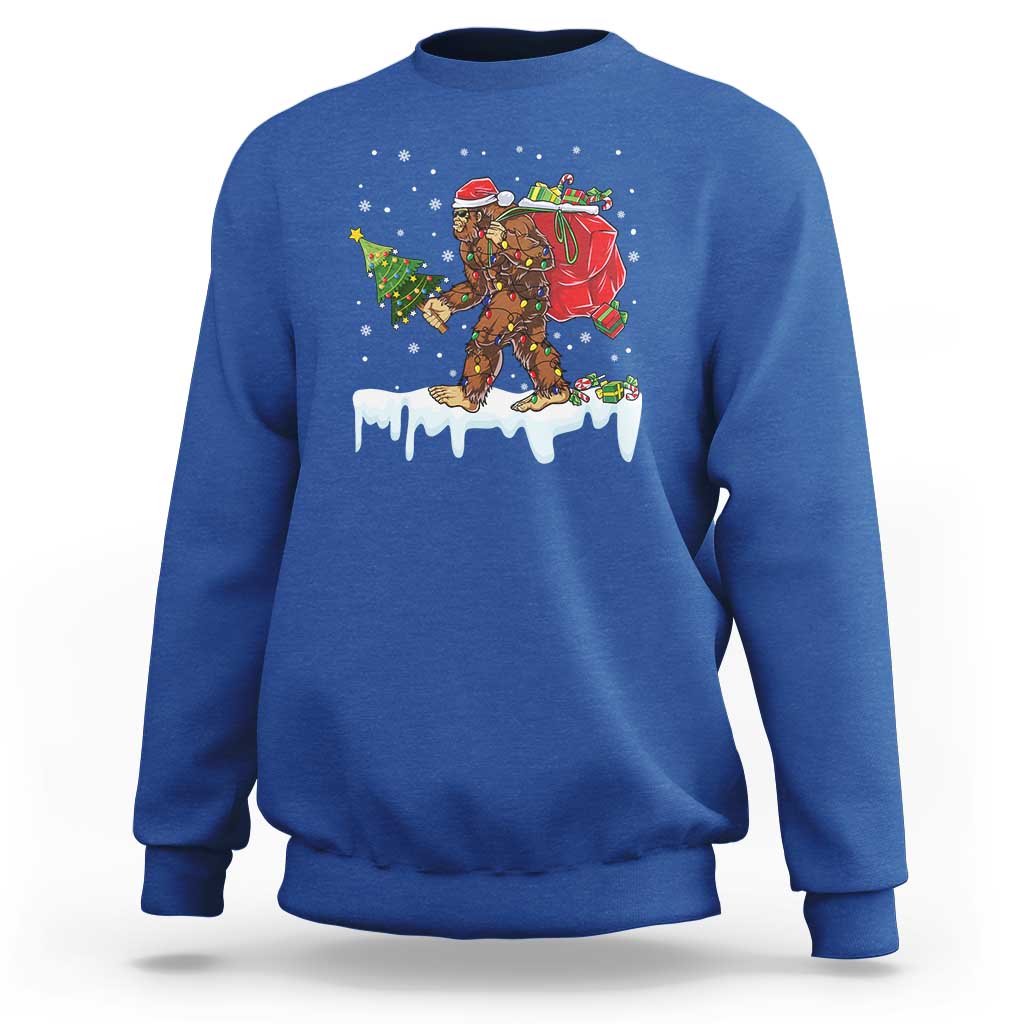 Bigfoot Christmas Tree Lights Sweatshirt Believe Xmas Sasquatch Lovers Funny - Wonder Print Shop