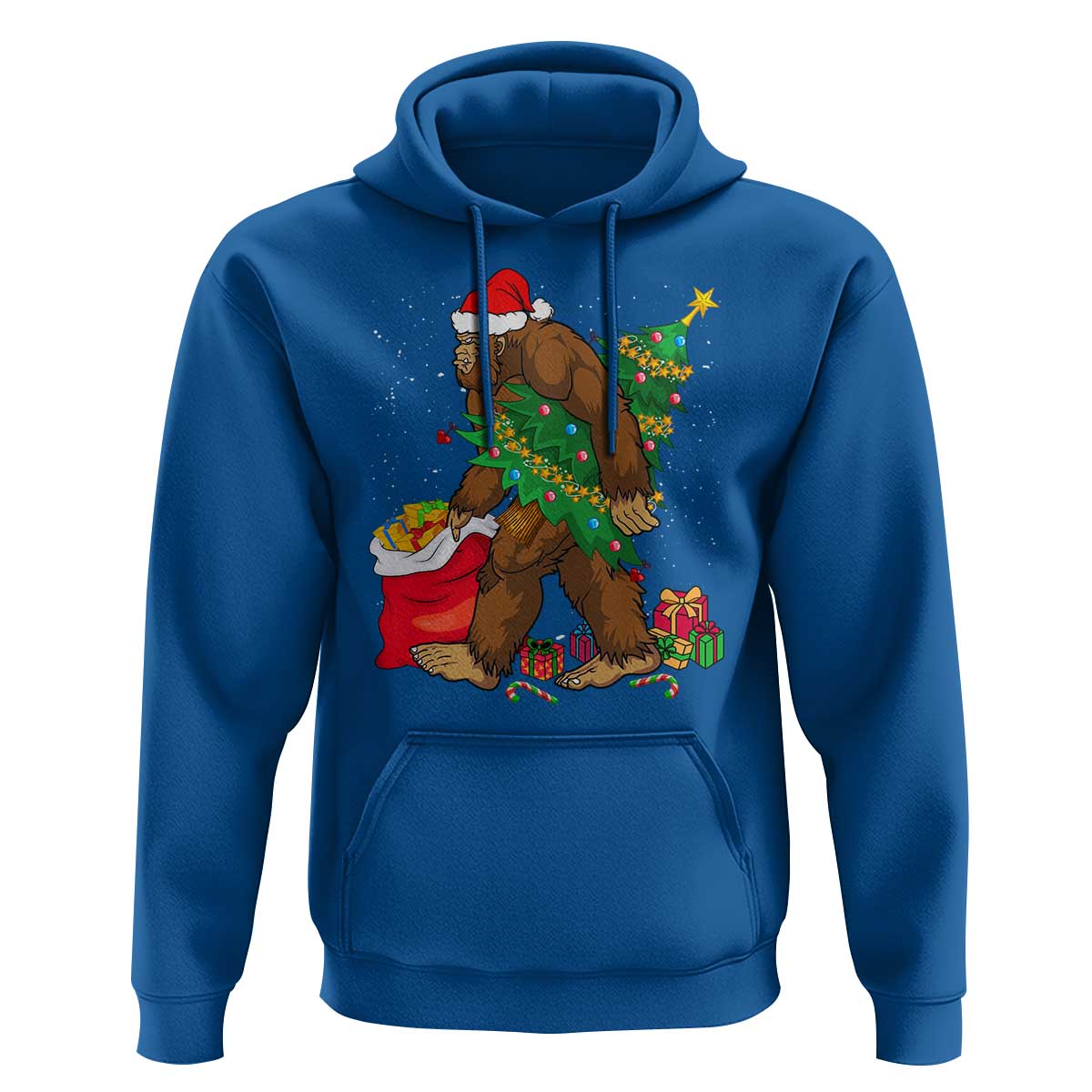 Bigfoot Christmas Hoodie Believe Sasquatch Lovers Xmas Tree Lights