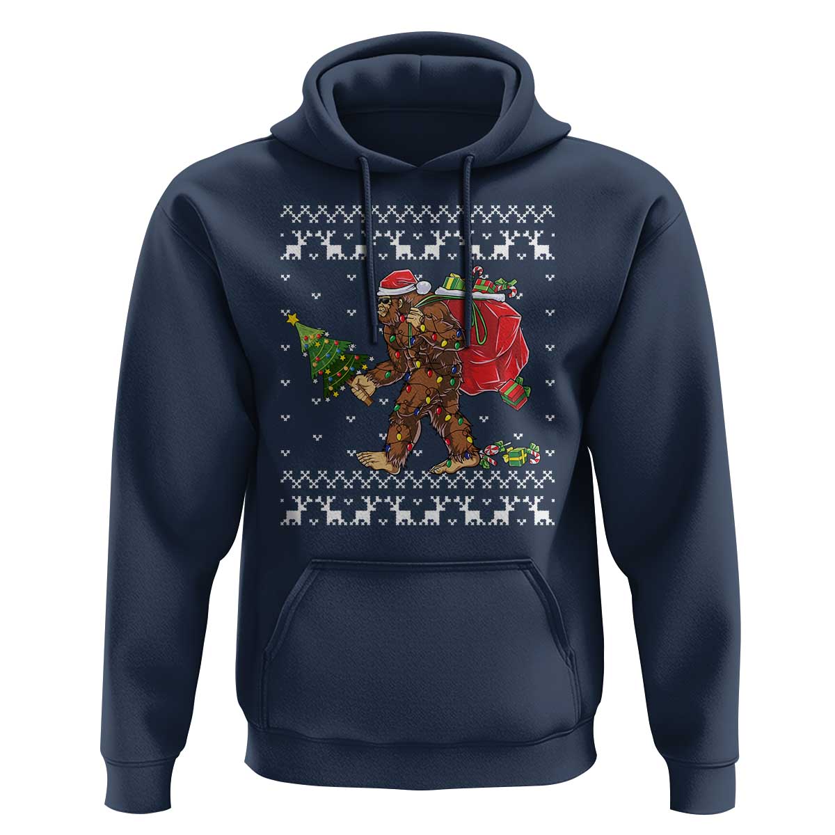 Funny Bigfoot Christmas Hoodie Believe Bigfoot Santa Hat Sasquatch Loves Rock On