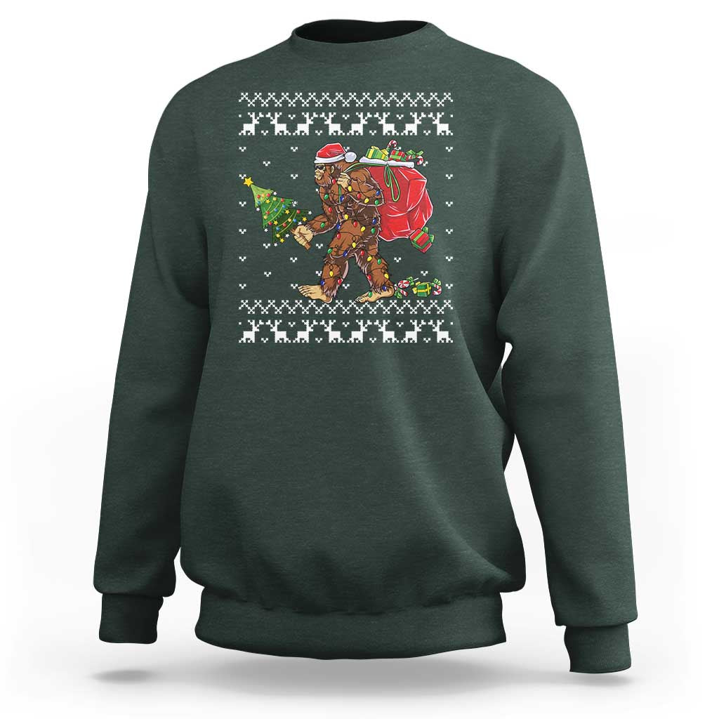 Funny Bigfoot Christmas Sweatshirt Believe Bigfoot Santa Hat Sasquatch Loves Rock On - Wonder Print Shop
