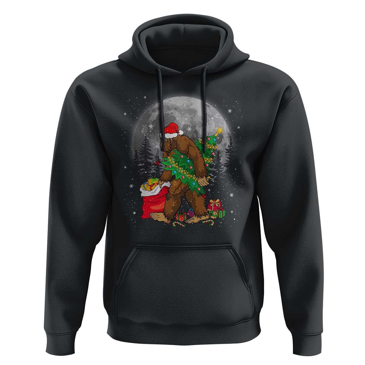 Bigfoot Christmas  Tree Lights Hoodie Believe Xmas Sasquatch Lovers Ugly Gift