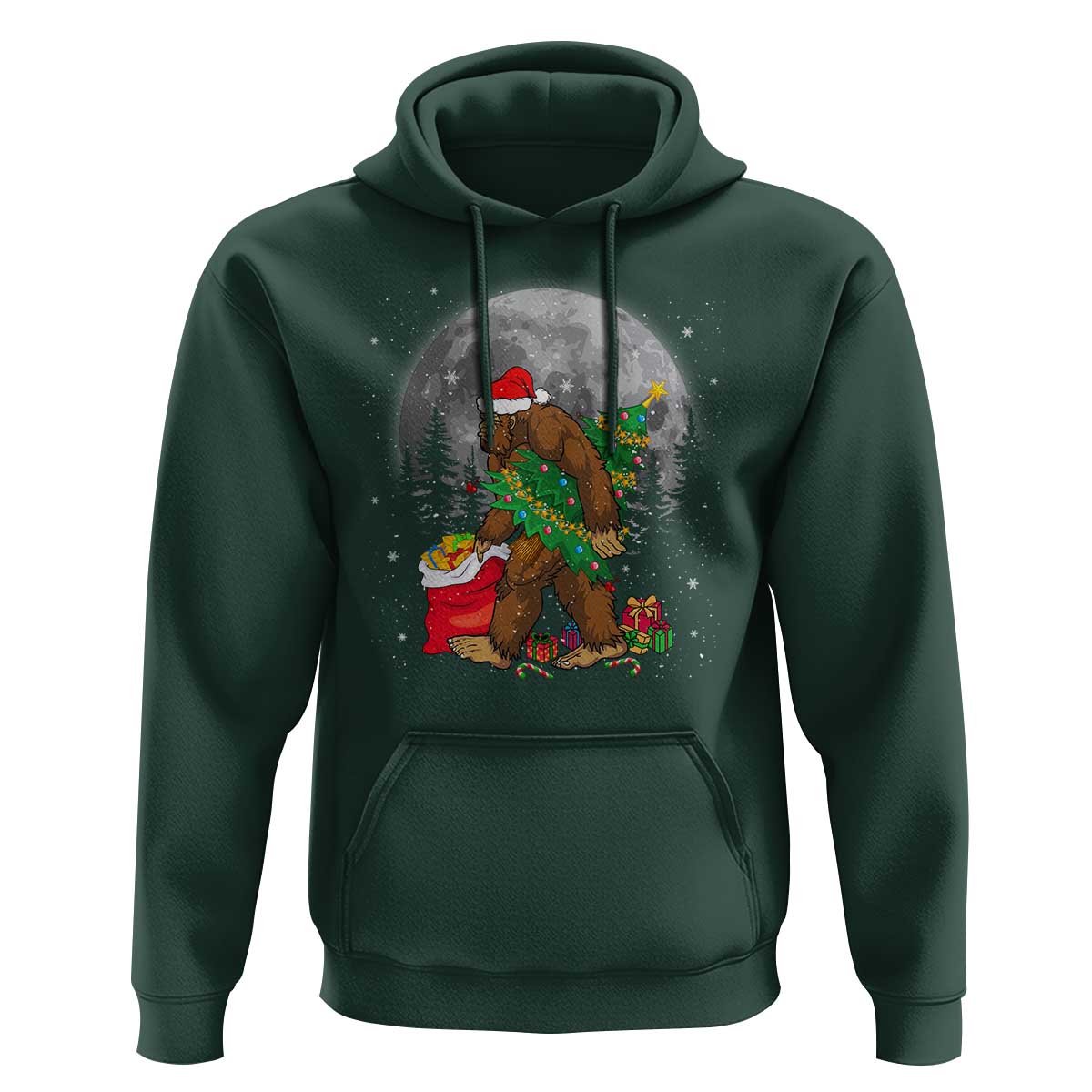 Bigfoot Christmas  Tree Lights Hoodie Believe Xmas Sasquatch Lovers Ugly Gift