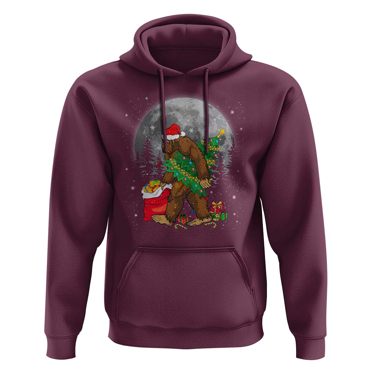 Bigfoot Christmas  Tree Lights Hoodie Believe Xmas Sasquatch Lovers Ugly Gift