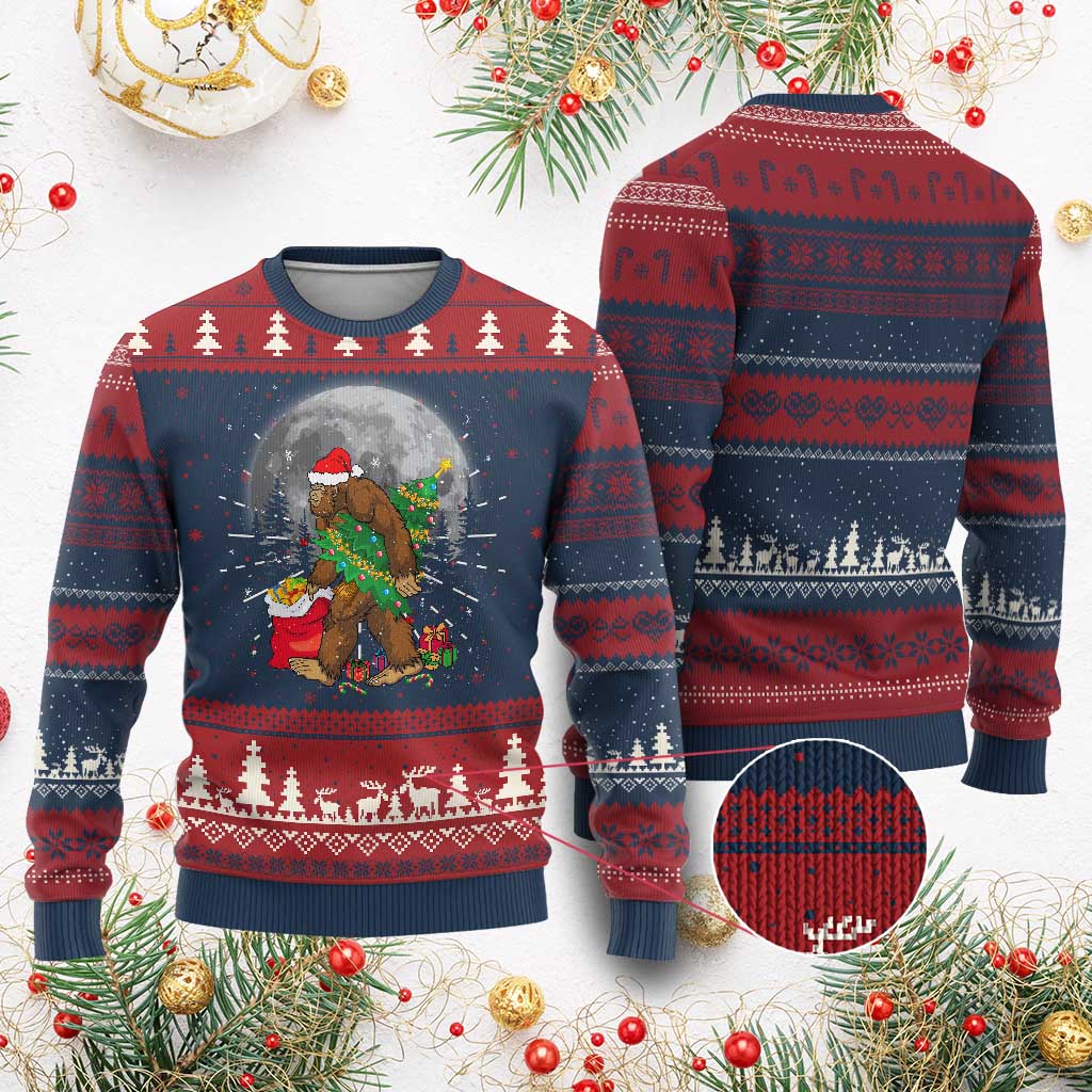 Bigfoot Christmas  Tree Lights Ugly Christmas Sweater Believe Xmas Sasquatch Lovers Ugly Gift - Wonder Print Shop