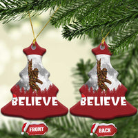 Funny Bigfoot Christmas Ornament Cool Full Moon & Trees Sasquatch Xmas Lights - Wonder Print Shop