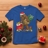 Bigfoot Christmas T Shirt Pineapple Tree Lights Funny Hawaiian Xmas Sasquatch Lovers - Wonder Print Shop