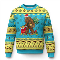 Bigfoot Ugly Christmas Sweater Pineapple Tree Lights Funny Hawaiian Xmas Sasquatch Lovers - Wonder Print Shop