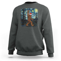 Christmas Bigfoot Starry Night Sweatshirt Sasquatch Santa Hat Sasquatch Van Gogh Sky Painting Art - Wonder Print Shop