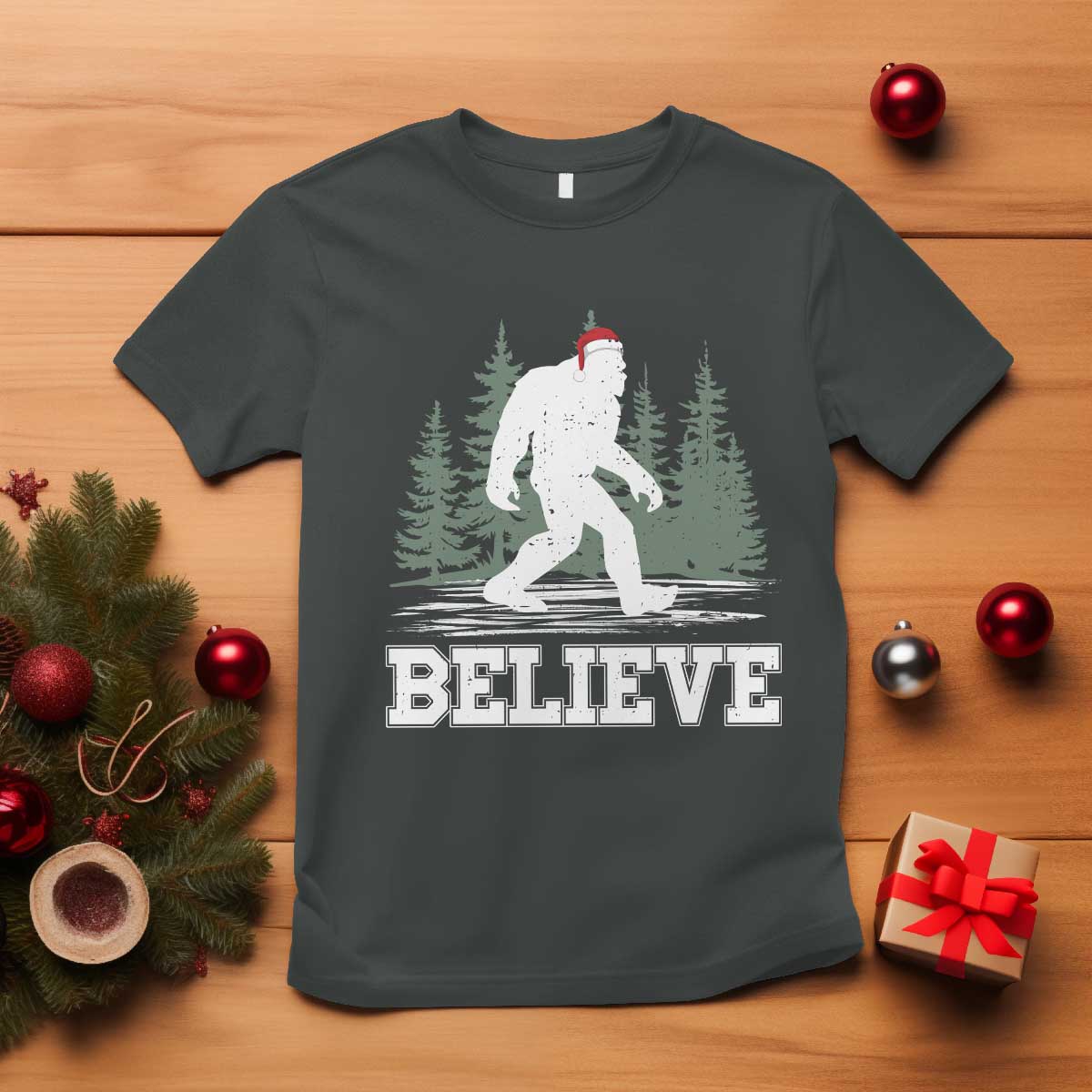 Bigfoot Christmas T Shirt Funny Sasquatch Believe Lovers Gifts - Wonder Print Shop