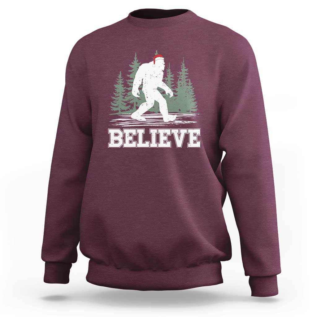 Bigfoot Christmas Sweatshirt Funny Sasquatch Believe Lovers Gifts - Wonder Print Shop