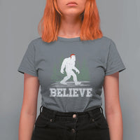 Bigfoot Christmas T Shirt For Women Funny Sasquatch Believe Lovers Gifts - Wonder Print Shop