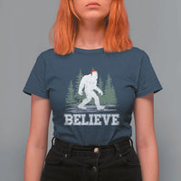 Bigfoot Christmas T Shirt For Women Funny Sasquatch Believe Lovers Gifts - Wonder Print Shop