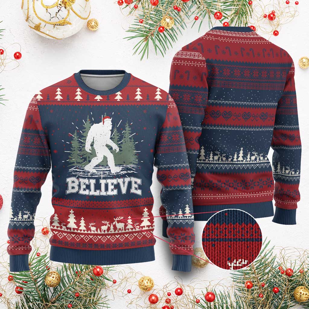 Bigfoot Ugly Christmas Sweater Funny Sasquatch Believe Lovers Gifts Xmas - Wonder Print Shop