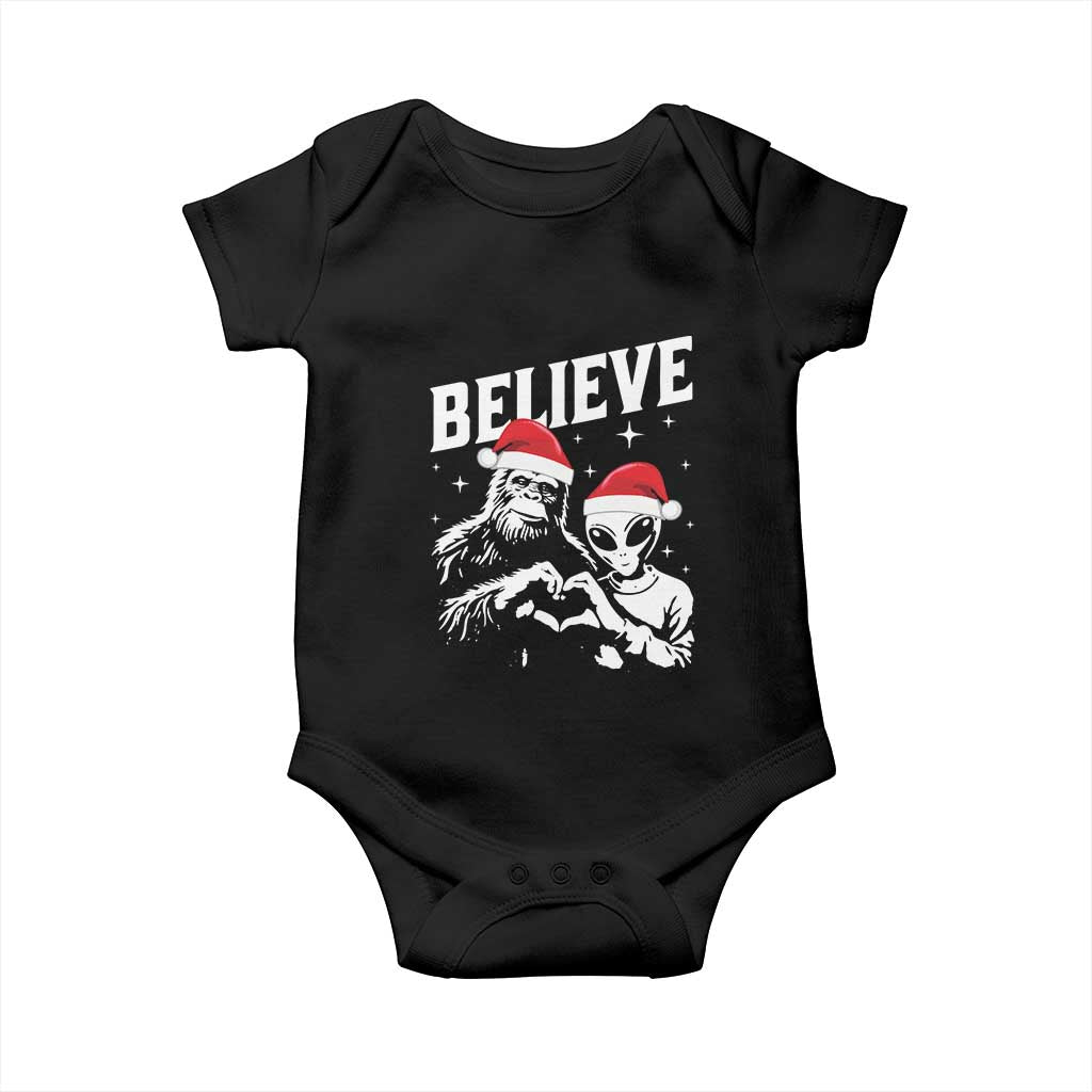 Alien And Bigfoot Christmas Baby Onesie