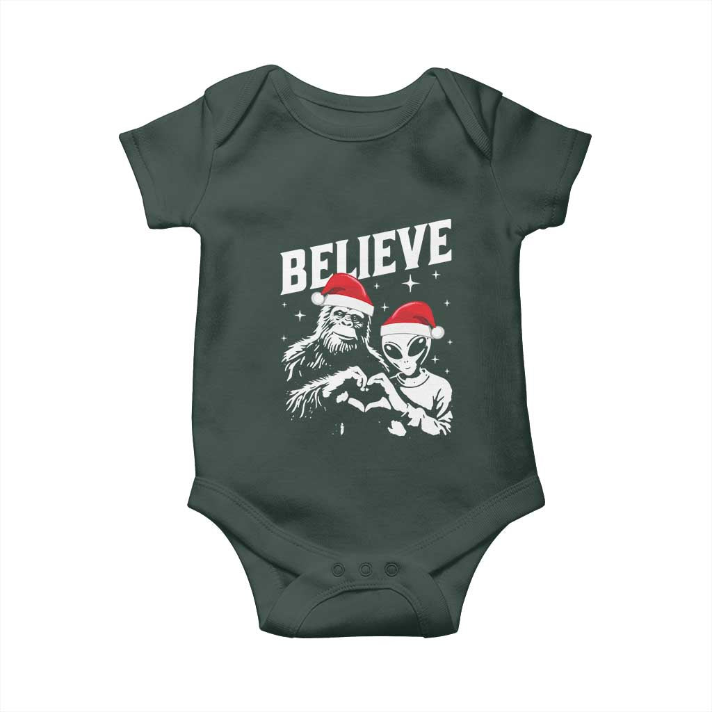Alien And Bigfoot Christmas Baby Onesie