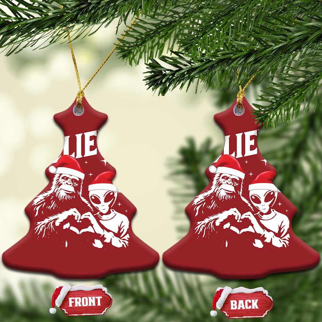 Alien And Bigfoot Christmas Ornament - Wonder Print Shop