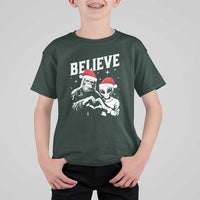 Alien And Bigfoot Christmas T Shirt For Kid - Wonder Print Shop