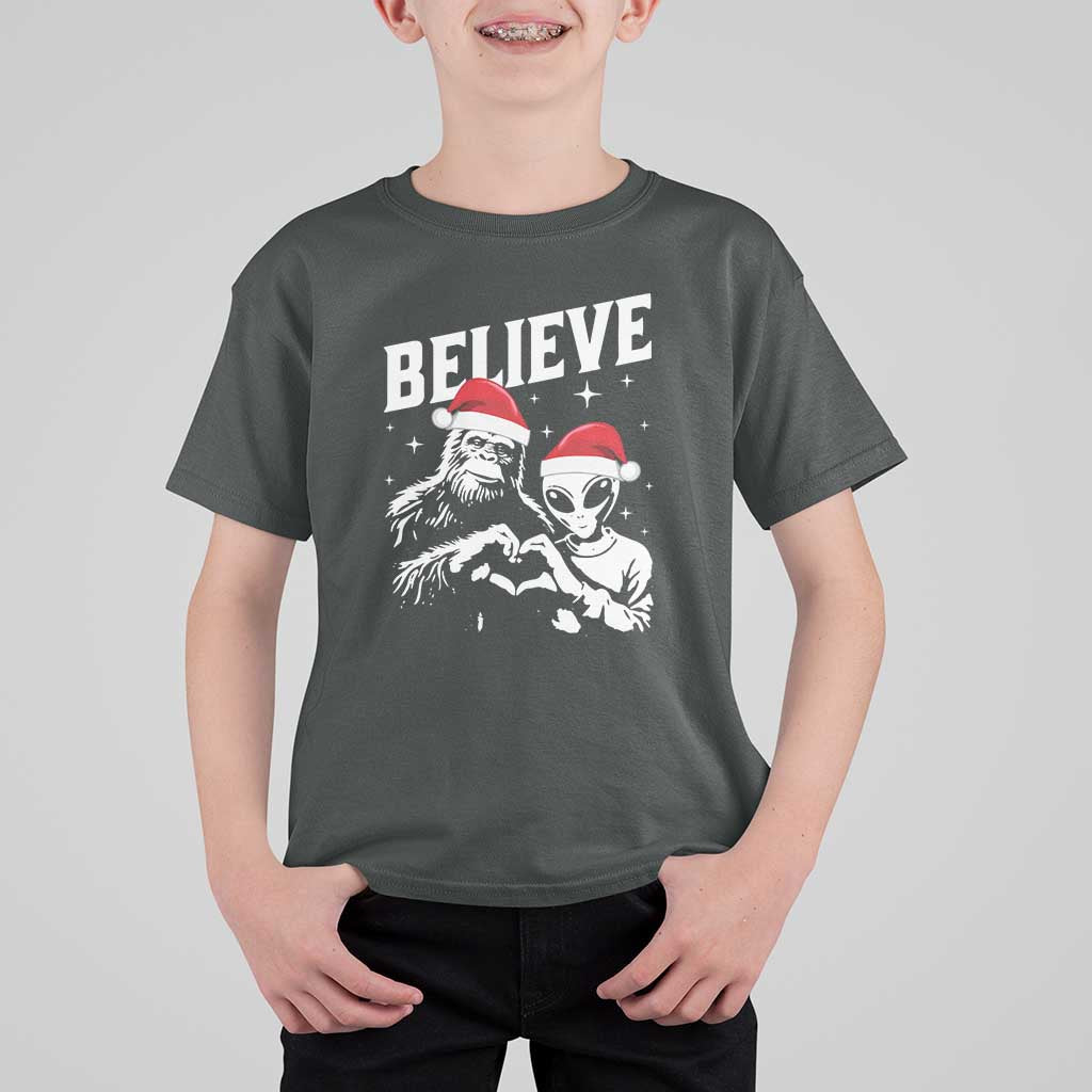 Alien And Bigfoot Christmas T Shirt For Kid - Wonder Print Shop