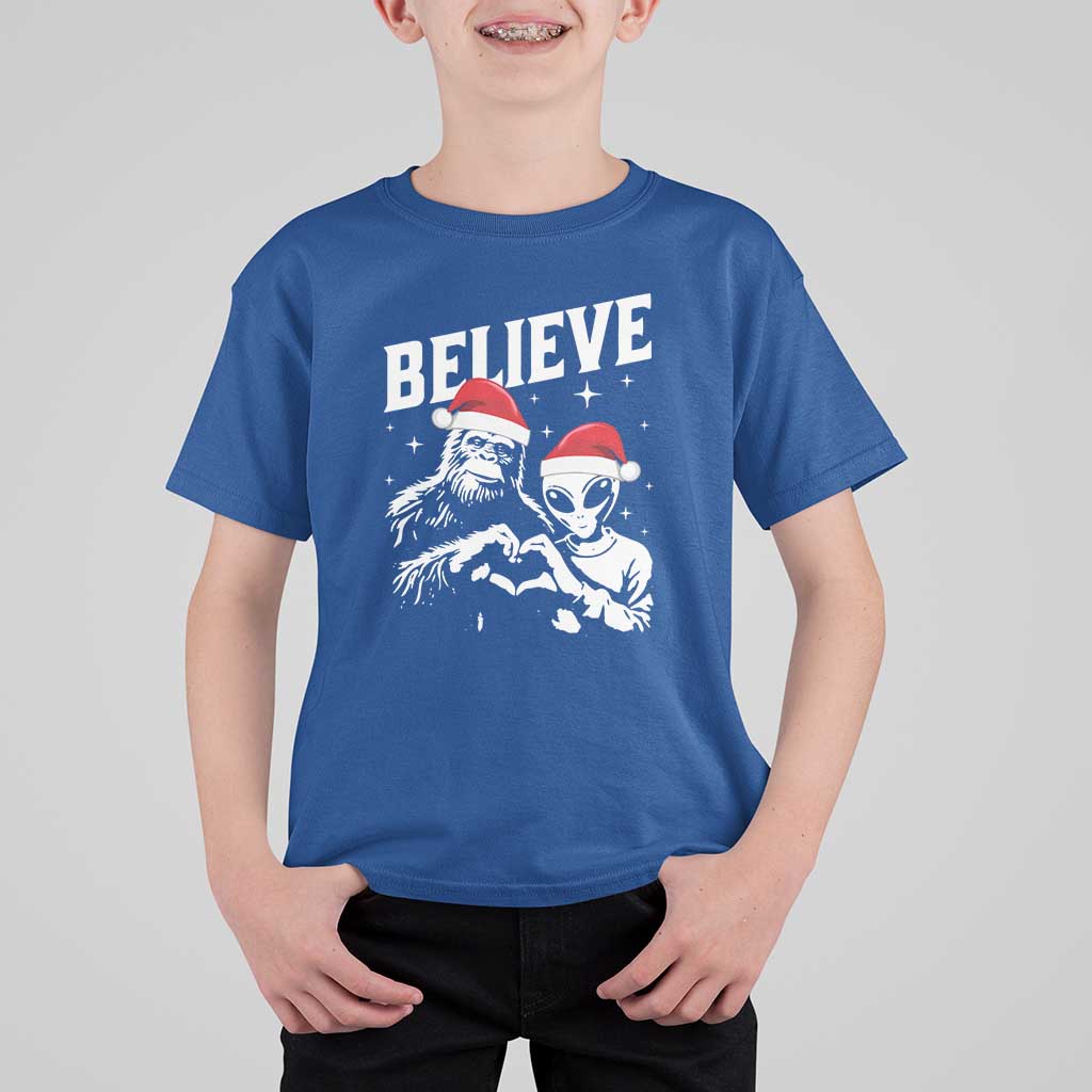 Alien And Bigfoot Christmas T Shirt For Kid - Wonder Print Shop