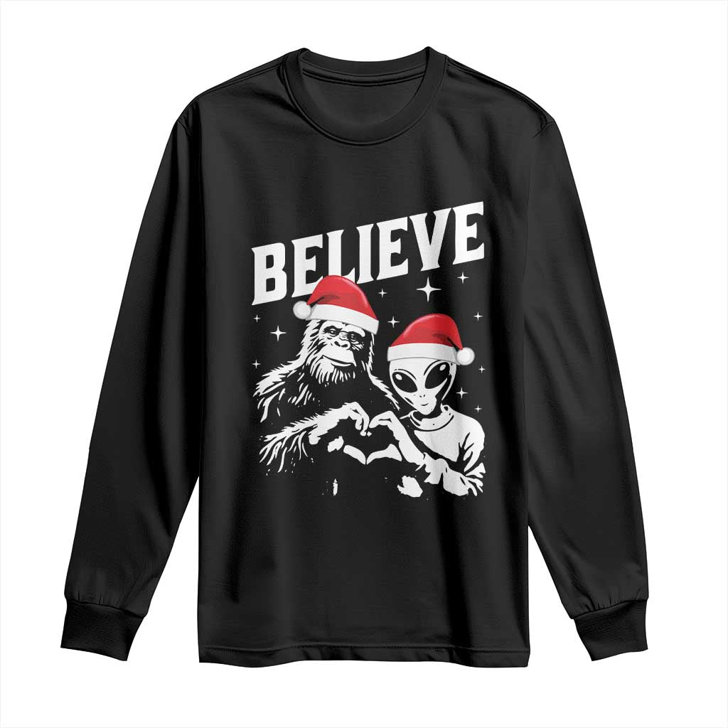 Alien And Bigfoot Christmas Long Sleeve Shirt