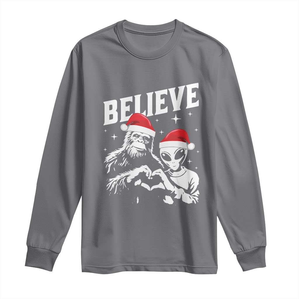Alien And Bigfoot Christmas Long Sleeve Shirt