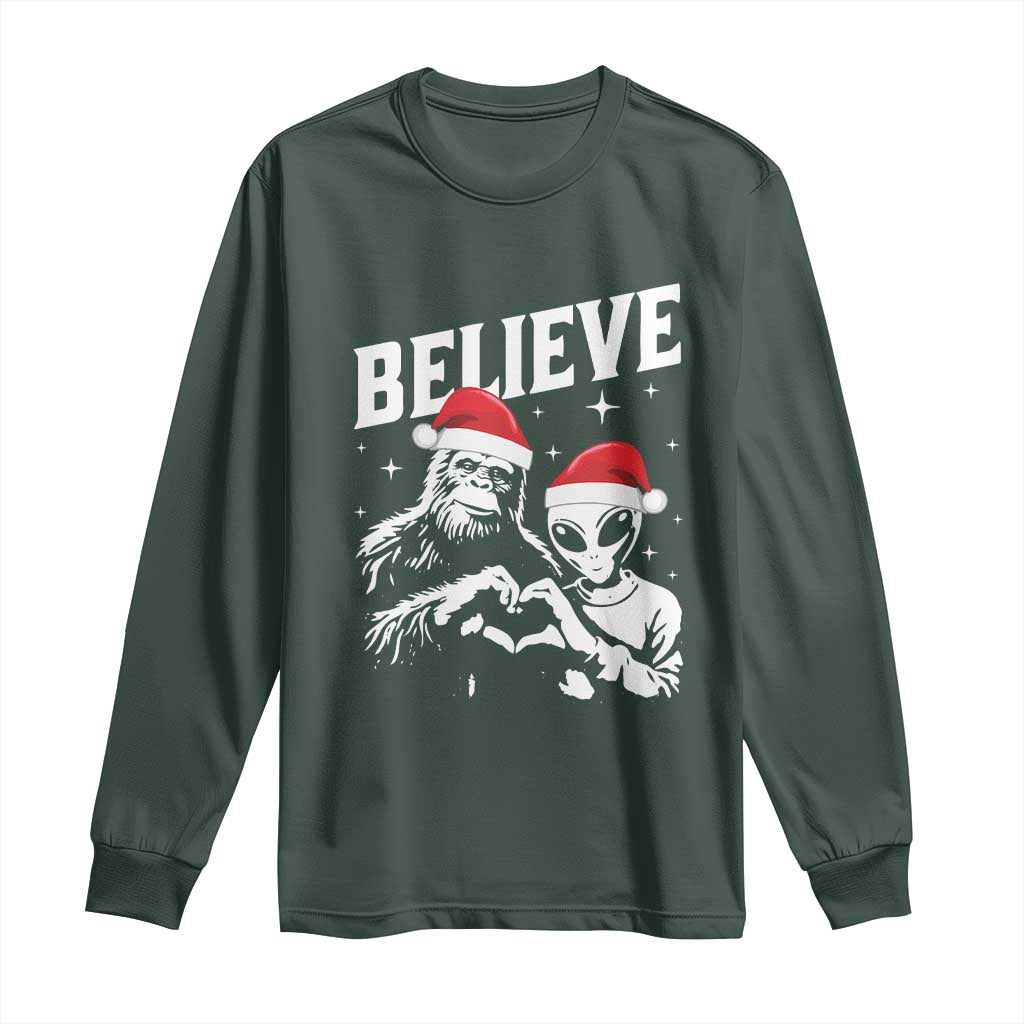 Alien And Bigfoot Christmas Long Sleeve Shirt