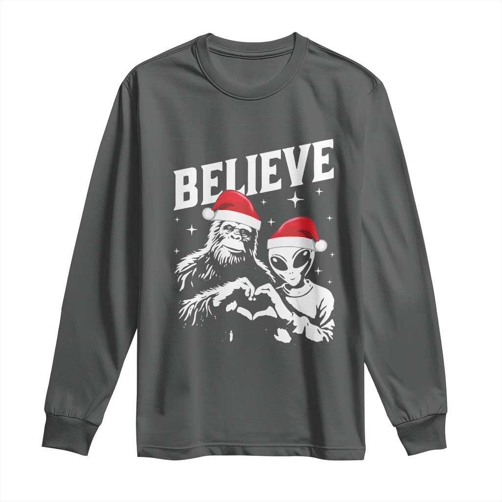 Alien And Bigfoot Christmas Long Sleeve Shirt