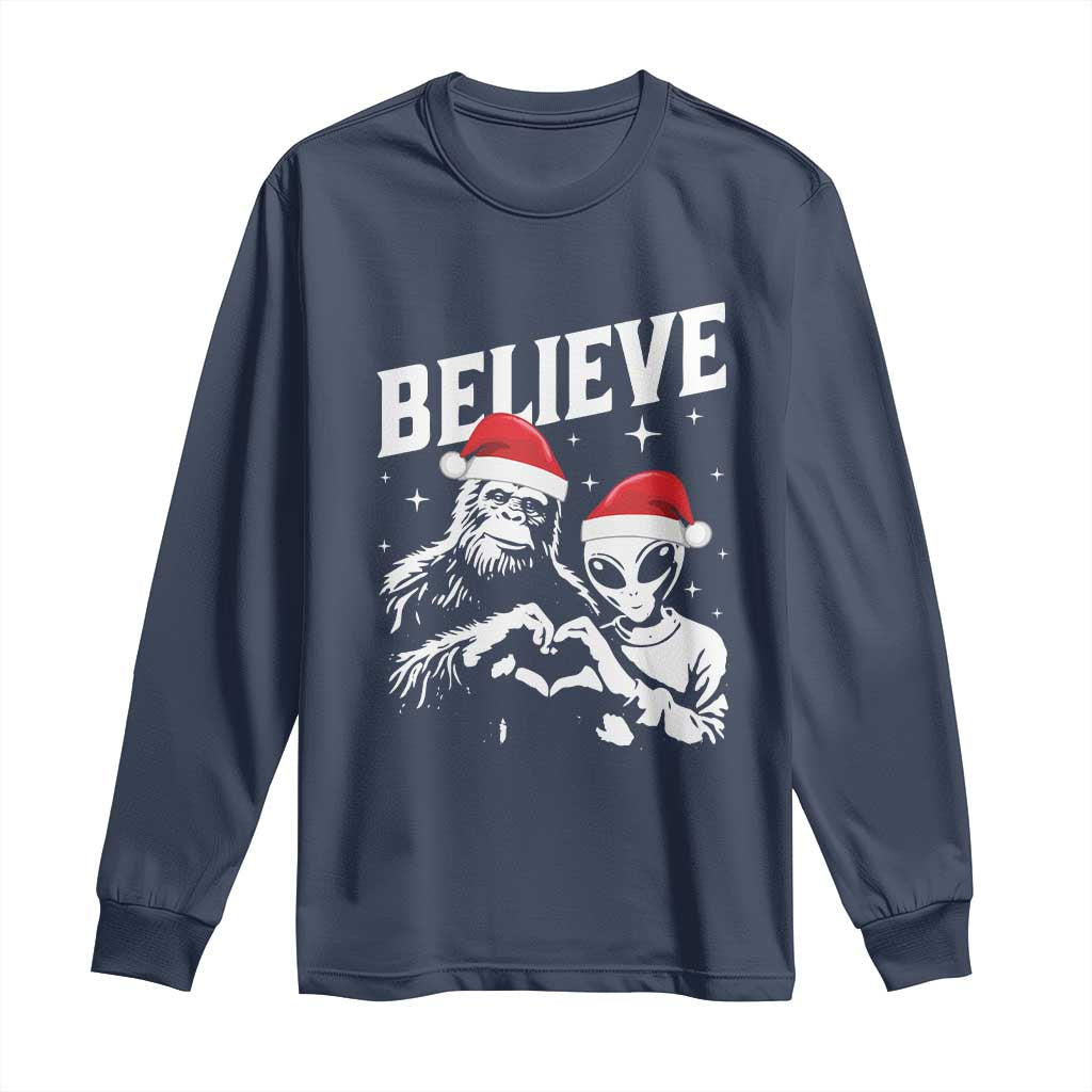 Alien And Bigfoot Christmas Long Sleeve Shirt