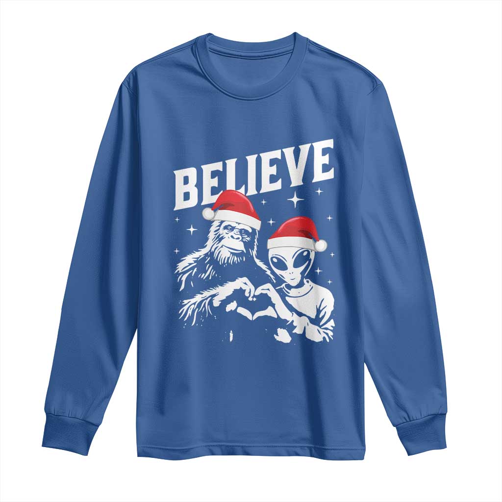 Alien And Bigfoot Christmas Long Sleeve Shirt