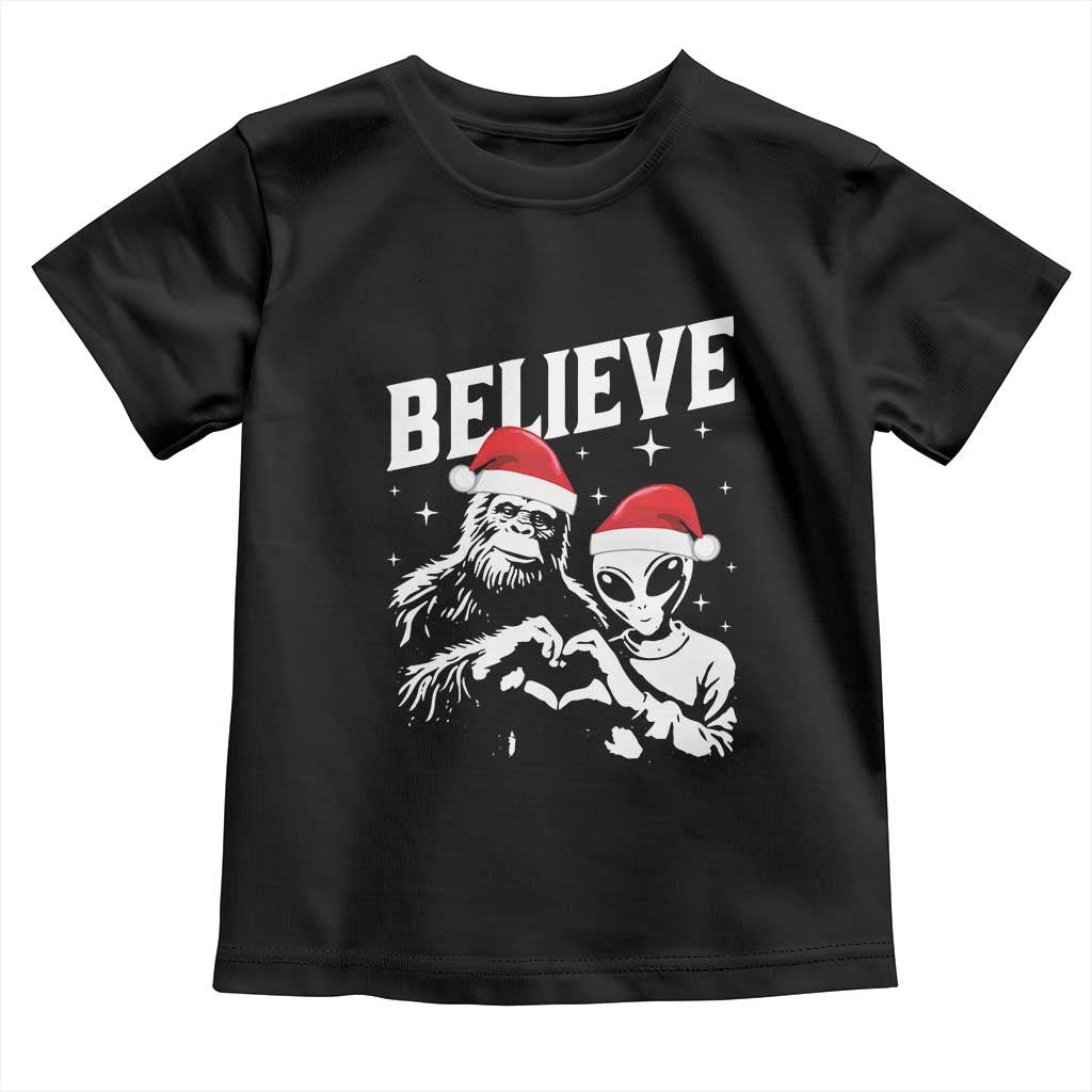 Alien And Bigfoot Christmas Toddler T Shirt