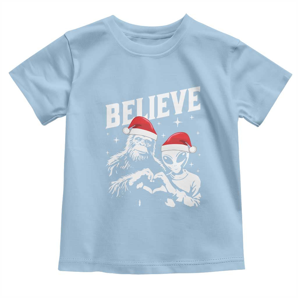 Alien And Bigfoot Christmas Toddler T Shirt