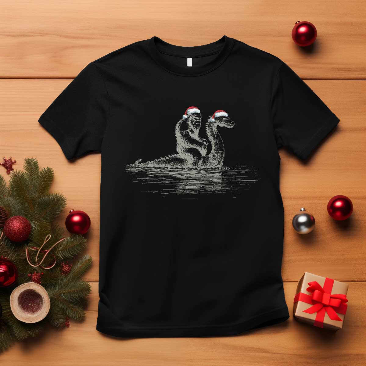Bigfoot Christmas T Shirt Funny Hilarious Loch Ness Monster Really Sasquatch Lovers - Wonder Print Shop