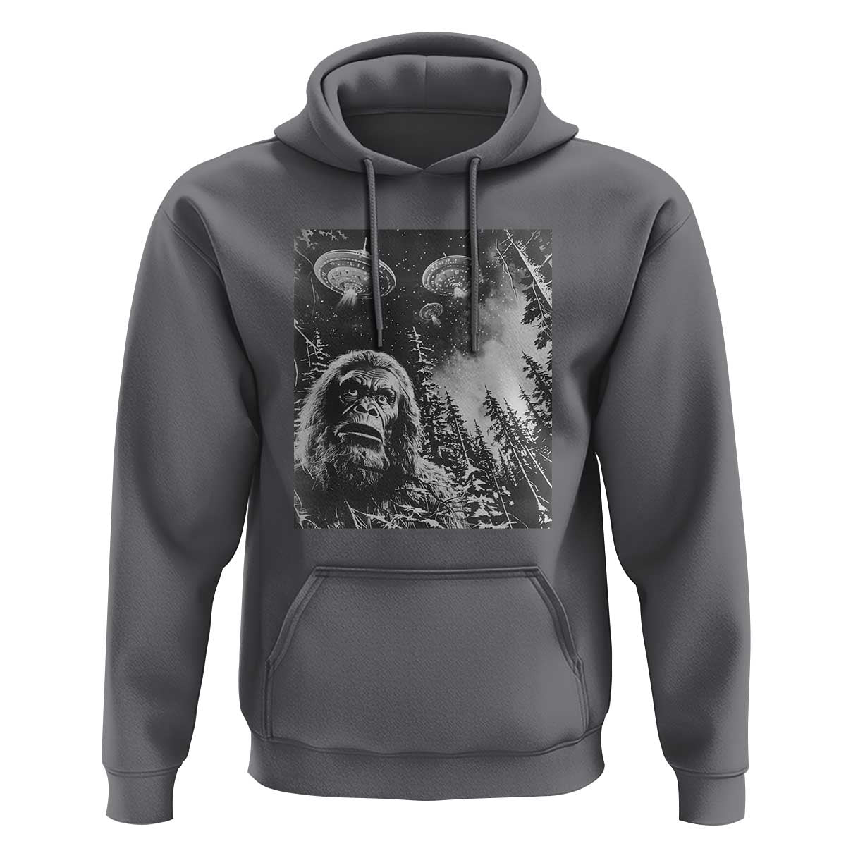 Funny Graphic Bigfoot Selfie with UFOs Weird Hoodie Funny Graphic Bigfoot Selfie with UFOs Weird