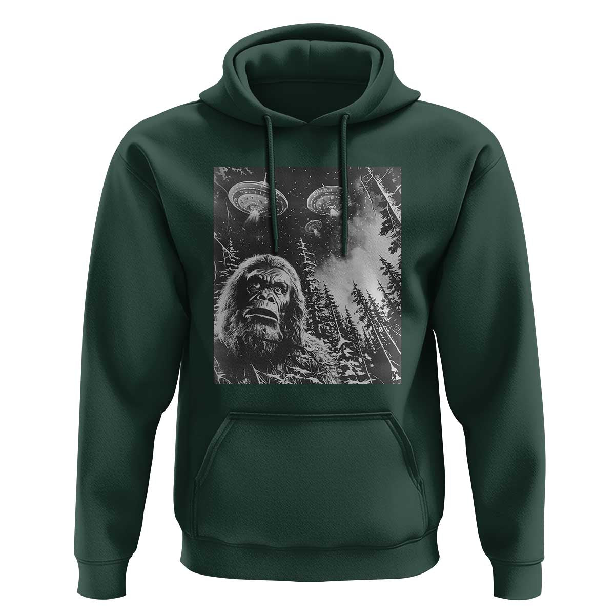 Funny Graphic Bigfoot Selfie with UFOs Weird Hoodie Funny Graphic Bigfoot Selfie with UFOs Weird