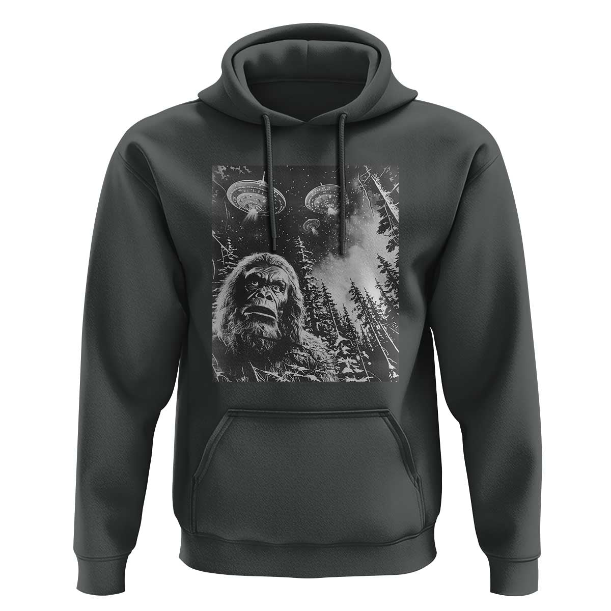 Funny Graphic Bigfoot Selfie with UFOs Weird Hoodie Funny Graphic Bigfoot Selfie with UFOs Weird