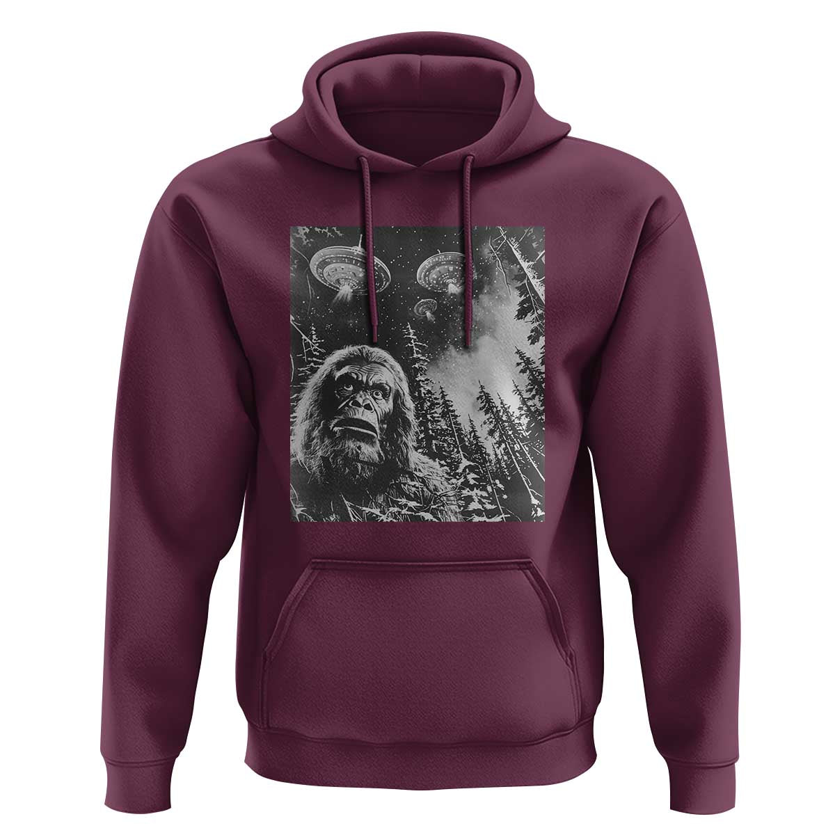 Funny Graphic Bigfoot Selfie with UFOs Weird Hoodie Funny Graphic Bigfoot Selfie with UFOs Weird