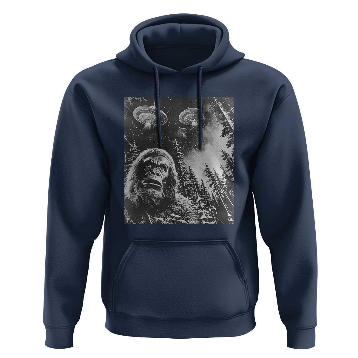 Funny Graphic Bigfoot Selfie with UFOs Weird Hoodie Funny Graphic Bigfoot Selfie with UFOs Weird