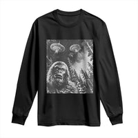 Funny Graphic Bigfoot Selfie with UFOs Weird Long Sleeve Shirt
