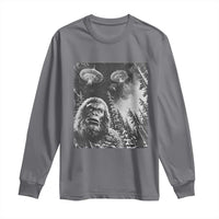 Funny Graphic Bigfoot Selfie with UFOs Weird Long Sleeve Shirt