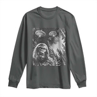 Funny Graphic Bigfoot Selfie with UFOs Weird Long Sleeve Shirt