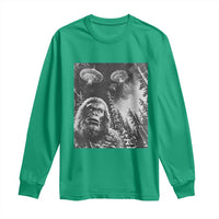 Funny Graphic Bigfoot Selfie with UFOs Weird Long Sleeve Shirt