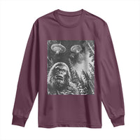 Funny Graphic Bigfoot Selfie with UFOs Weird Long Sleeve Shirt