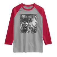 Funny Graphic Bigfoot Selfie with UFOs Weird Raglan Shirt