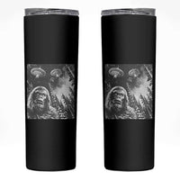 Funny Graphic Bigfoot Selfie with UFOs Weird Skinny Tumbler
