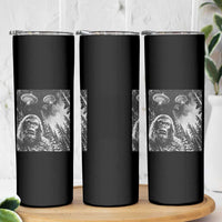Funny Graphic Bigfoot Selfie with UFOs Weird Skinny Tumbler