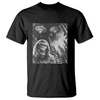 Funny Graphic Bigfoot Selfie with UFOs Weird T Shirt - Wonder Print Shop