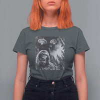 Funny Graphic Bigfoot Selfie with UFOs Weird T Shirt For Women - Wonder Print Shop